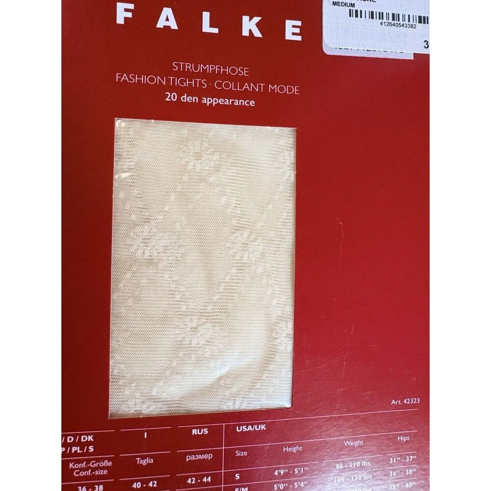 NWT Falke Champagne Printed Dot Tights Size M 20 Denier Luxury Made In Germany